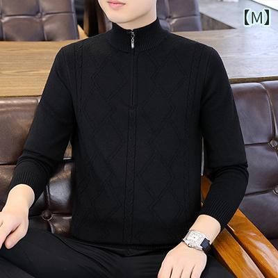 [M]秋冬 コーデ メンズ  服 シンプル ファッション オシャレ 大人 かっこいい 大きいサイズ ストリート 紳士服  スタンドカラー ハーフ ジップ プルオーバー セーター レイヤリング シャツ 無地 長袖 
