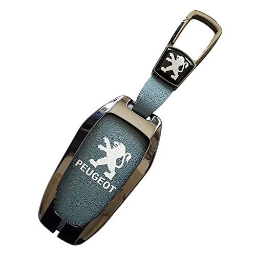ブルーグレー NextBlue プジョー PEUGEOT 互換 スマートキー キーケース キーカバー 亜鉛合金 カラビナ付き ブルーグレー
