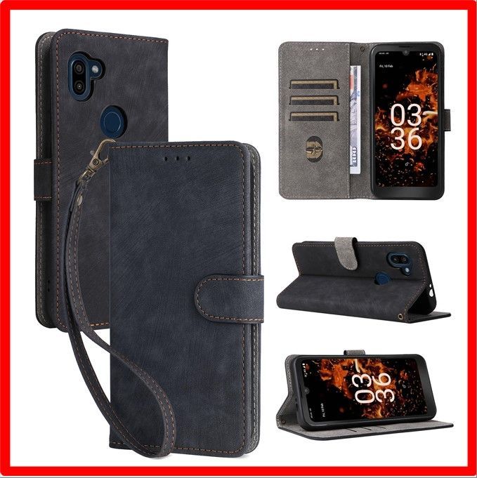 【送料無料】 ☆Orbic Fun+ 4G ブラック Orbic Fun+ 4G ケース 手帳型 カバー 財布型 高級PUレザー カード収納 ...