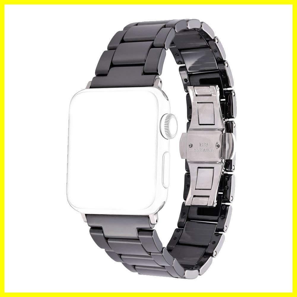 【人気商品】バンド（ブラック 対応 45mm/44mm/42mm 5 Series Series SE 6 7 8 (45mm/44mm/42mm) 9 Watch Watch Apple Apple 長さ調整簡単 バンド バンド アップルウォッチ セラミック