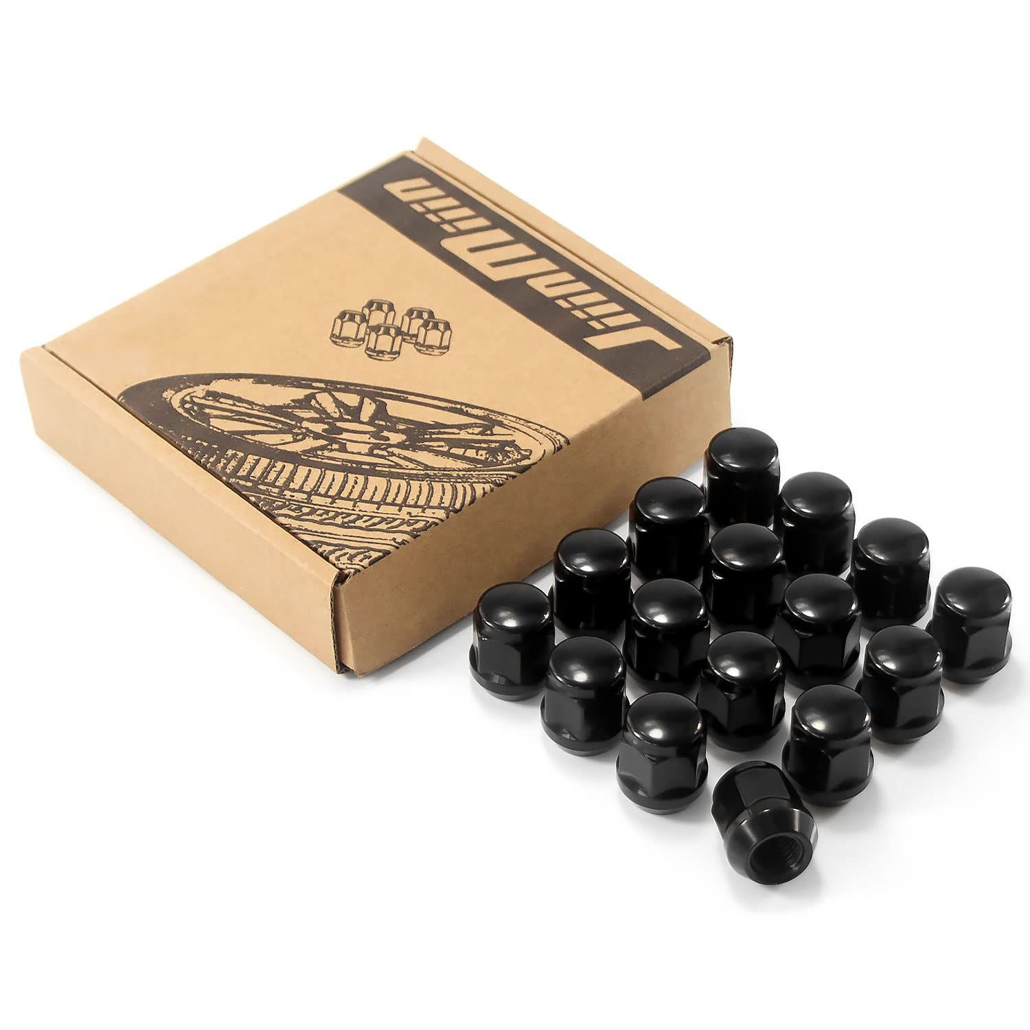 人気商品 テーパ一座 M12×P1.25 長さ25mm ラッグナット ホイールナット 19HEX ニッサン スバル スズキの普通車と軽自動車に対応 スチルナット JiiinMiiin ブラック 16個セット