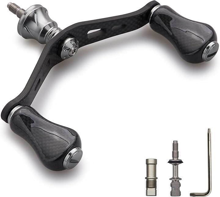 HEIGHTEN 90mm リール ハンドル カーボン ノブ 搭載 シマノ ダイワ 通用 1.5K カーボン製 スピニングリール用 Gourd Series 1062 20mmノブ搭載 - ガンメタル