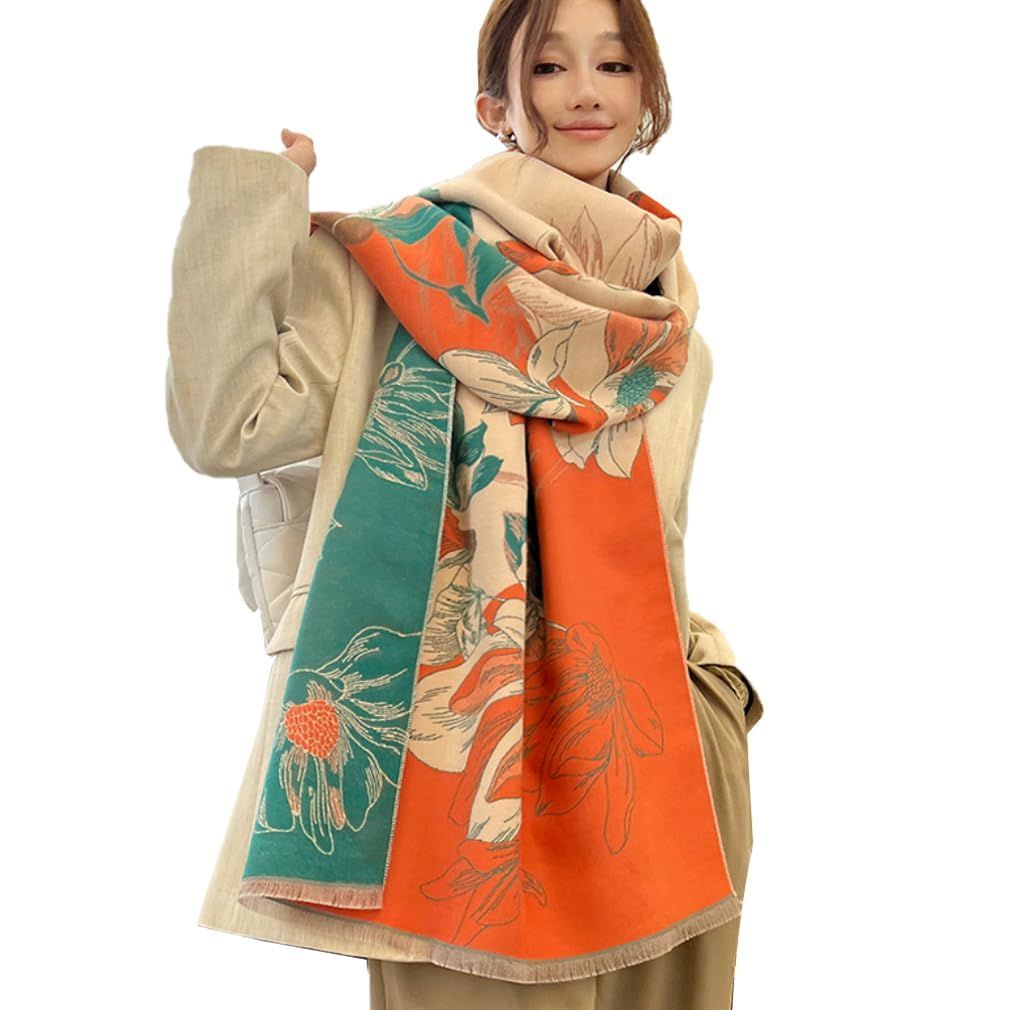 売切注意 暖かい 防寒 巻き物 羽織り 冷房対策 肩掛け 厚手 大判 敬老の日 ストール ひざ掛け 母の日 誕生日 おしゃれ 花柄 マフラー プレゼント レディース 大判ストール sunyhom