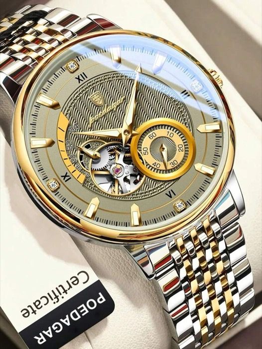 腕時計 メンズ 機械式 1個 メンズカジュアル ステンレススチール 自動巻き トゥールビヨン機械式腕時計 防水発光男性用腕時計 ビジネスマン向け仕事用 メンズギフト