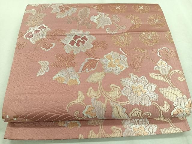 平和屋着物◎六通柄袋帯 唐織 更紗花文 金糸 三越扱い 正絹 逸品