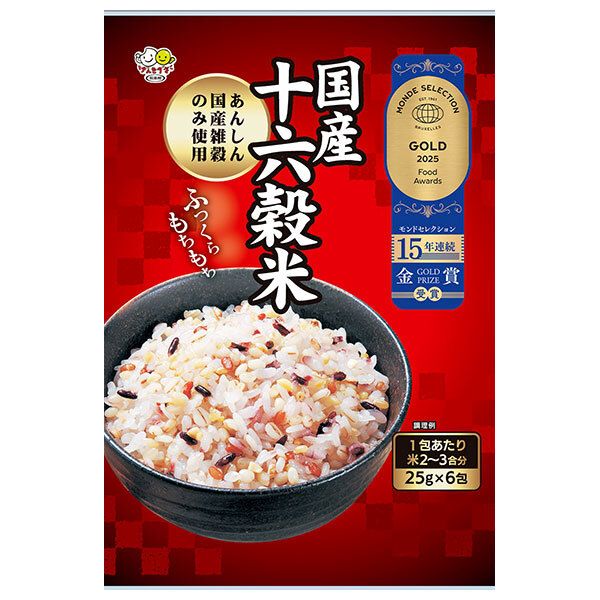種商 国産十六穀米 スティック 25g×6 ×12袋入× 2ケース ｜ 十六雑穀 雑穀 袋 雑穀米 国産 2～3合 炊飯用 混ぜて炊くだけ