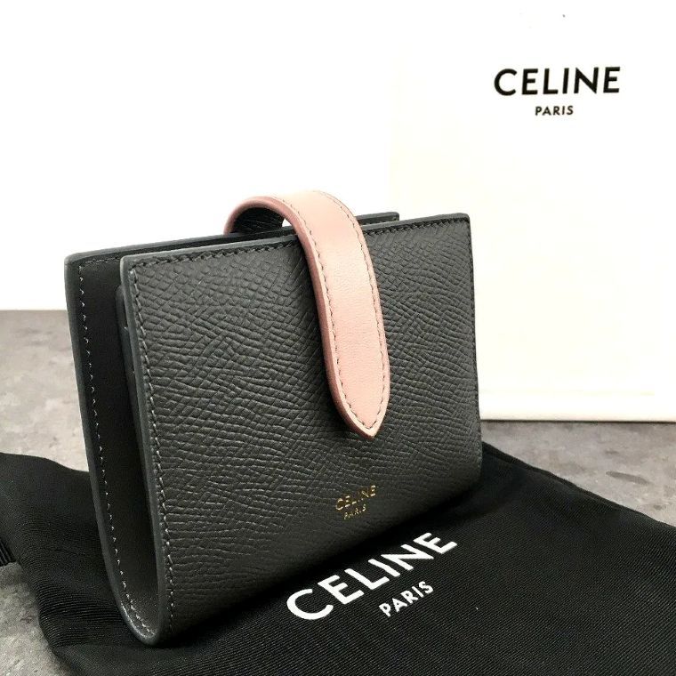 送料込み ♥品 CELINE コンパクトウォレット グレー×ピンク き 394