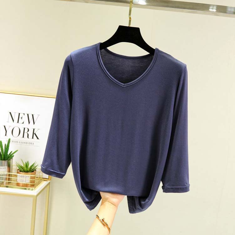  全 × vネックtシャツ モーダル tシャツ トップス カットソー 7分袖tシャツ 七分袖tシャツ Vネック レーヨン シンプル 夏服 夏物 秋 dkhsh 592026 長袖 Tシャツ カットソー