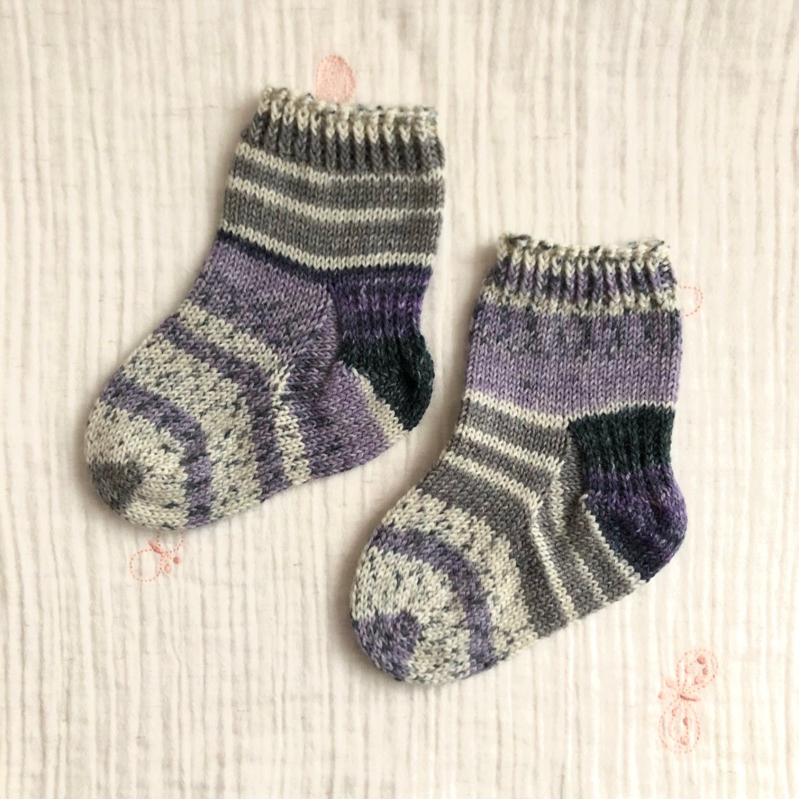 キッズ(12.5-14.5cm) 手編み 靴下 くつした キッズ（12.5-14.5cm