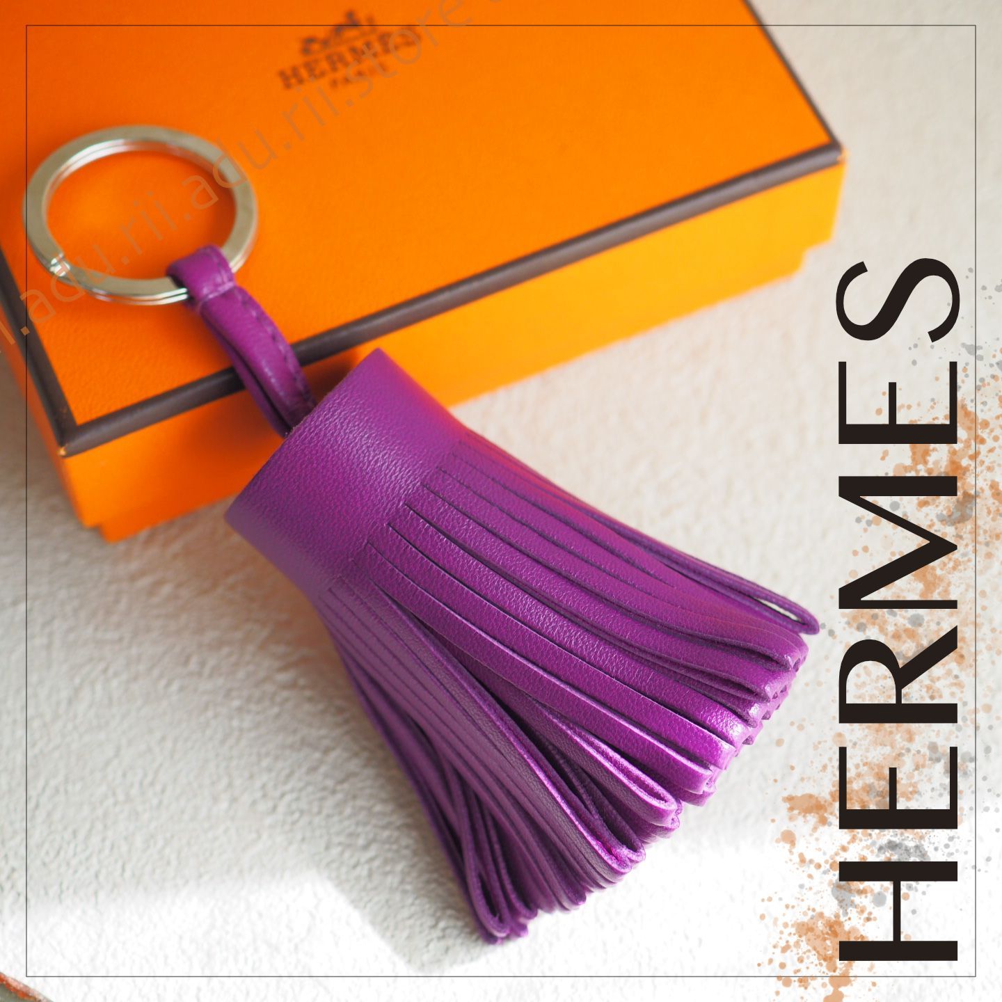 HERMES エルメス カルメン キーホルダー チャーム タッセル オレンジ-