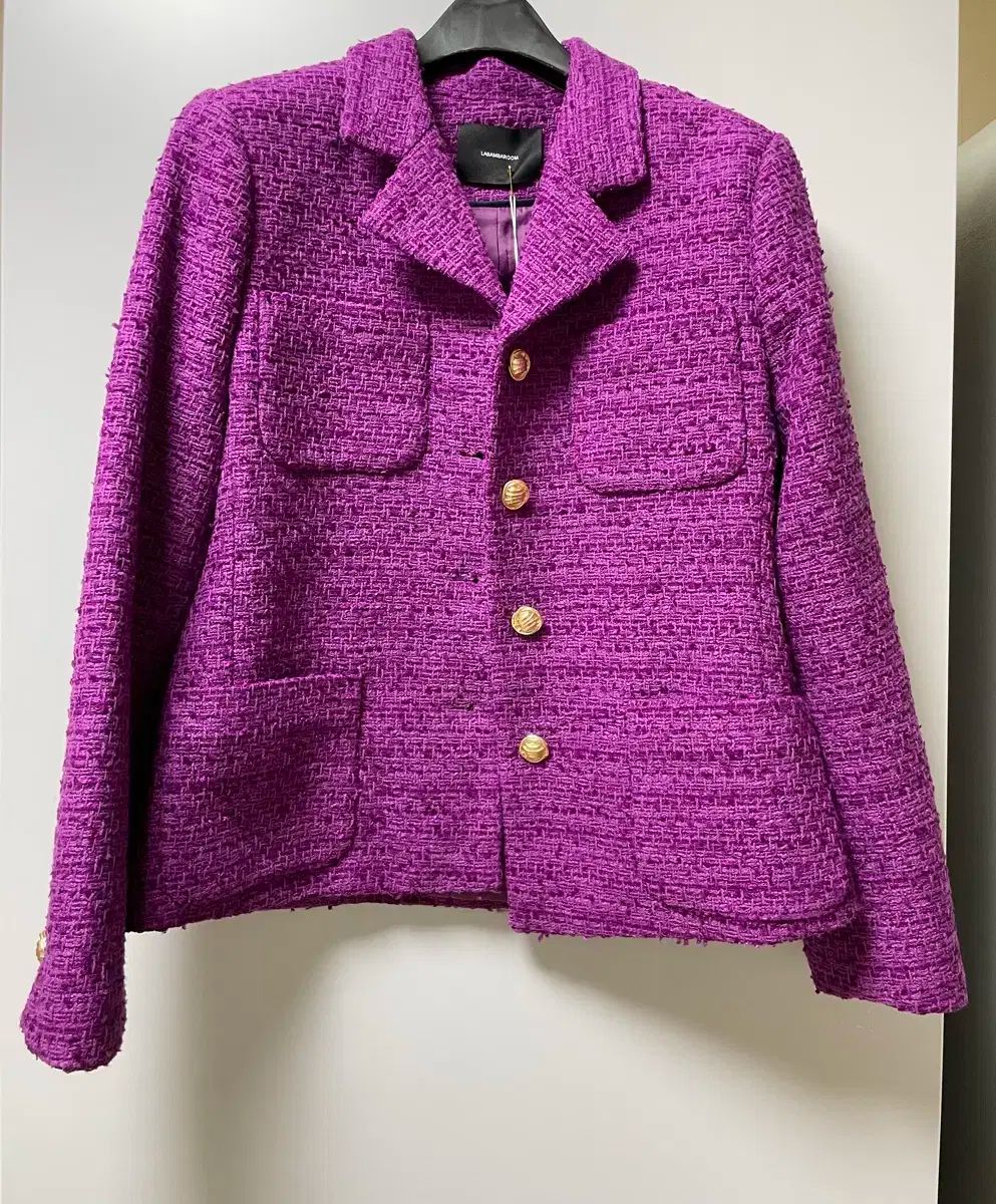ラバンバ ルーム labamba ウールシルク ペプラム ジャケット パープル M SUJI