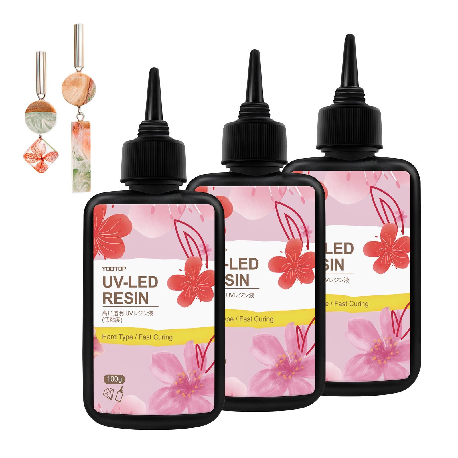 【人気商品】手作りアクセサリー ネックレス イヤリング UVレジン液 DIY用 ハードタイプ 硬化が速いレジン液 透明度が高く レジン大容量 UV-LED対応 300g UVレジン YOBTOP UVレジンアクセサリー作り方簡単！おすすめ23レシピ｜ぬくもり