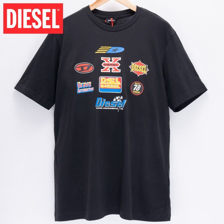 ディーゼル DIESEL Tシャツ 半袖 メンズ ブランド ロゴ 黒 ブラック