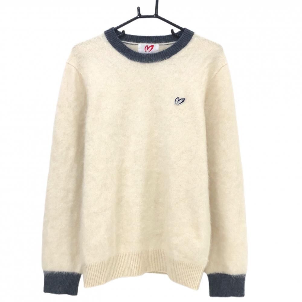 マスターバニー セーター 白×グレー ウール混 メンズ 6 XL ゴルフウェア MASTER BUNNY EDITION