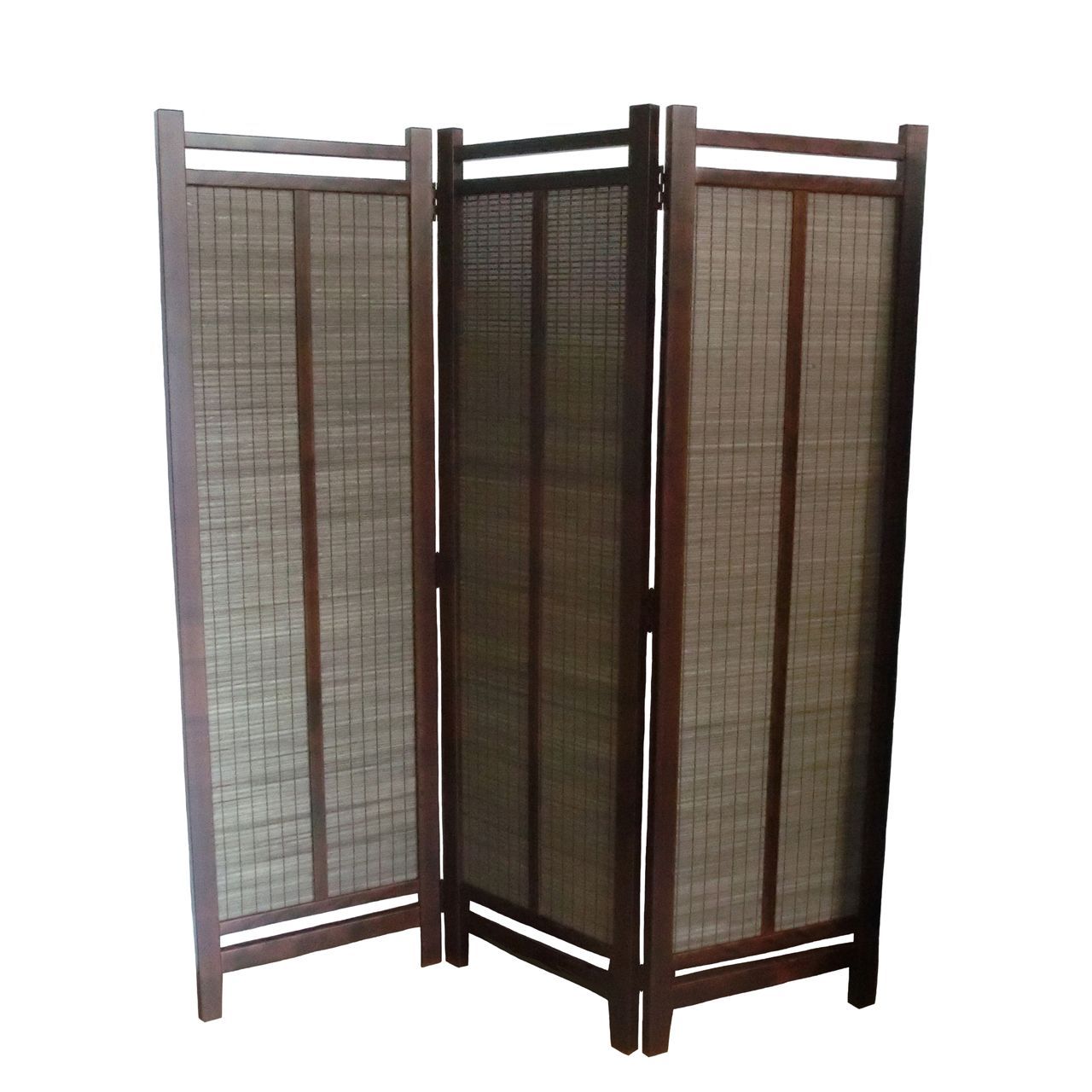 衝立 木簾 3連 スクリーン パーテーション ダークブラウン木簾 樺桜