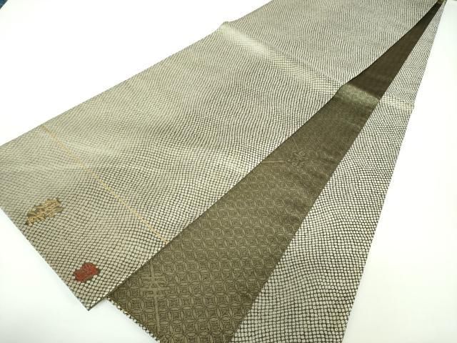 平和屋着物○両面 全通柄袋帯 作家物 響 鹿の子文様 金糸 正絹 逸品