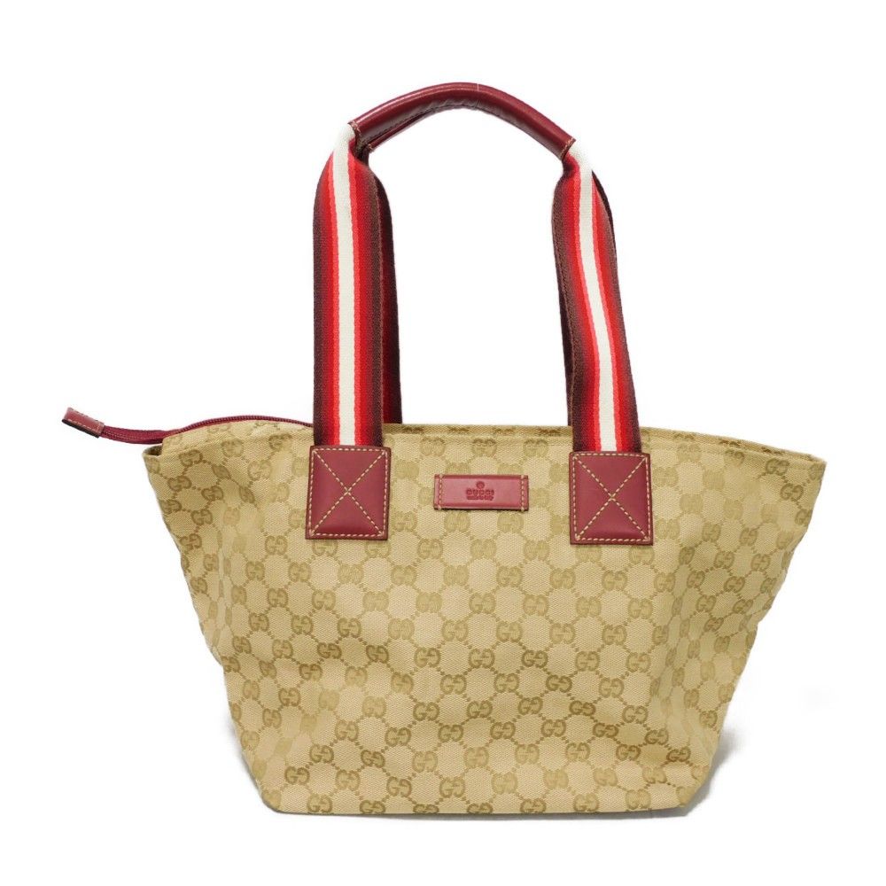 GUCCI グッチ ウェブ ストライプ トート ロゴ エンボス レザーパッチ 