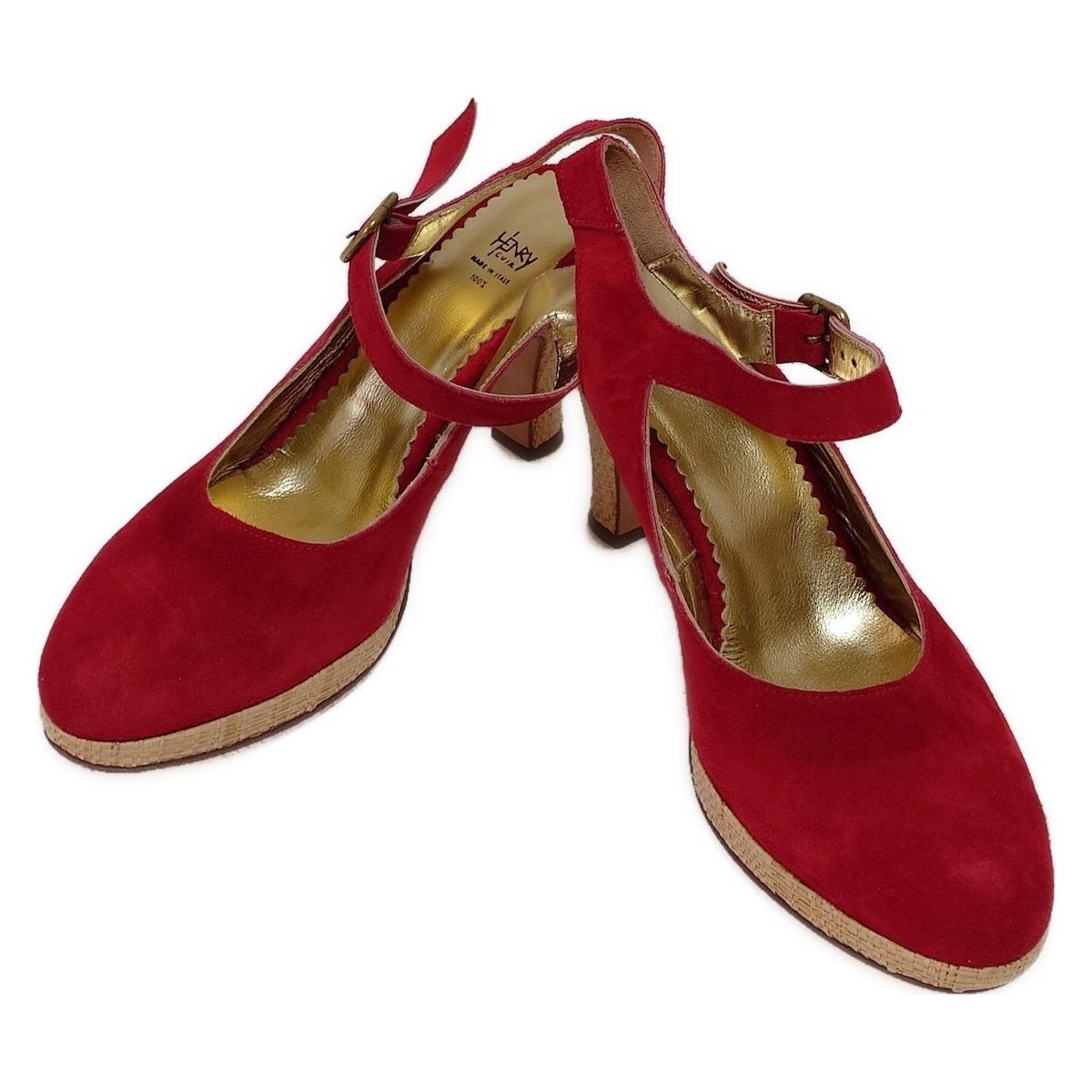 HENRY CUIR アンリークイール サンダル 36 レディース - レッド