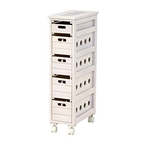 萩原 Hagihara キッチンストッカー キッチンラック 野菜ストッカー キャスター付き 幅20cm すぐに使える完成品 シンプル 木製 天然木 ホワイト白 MUD-6780WS