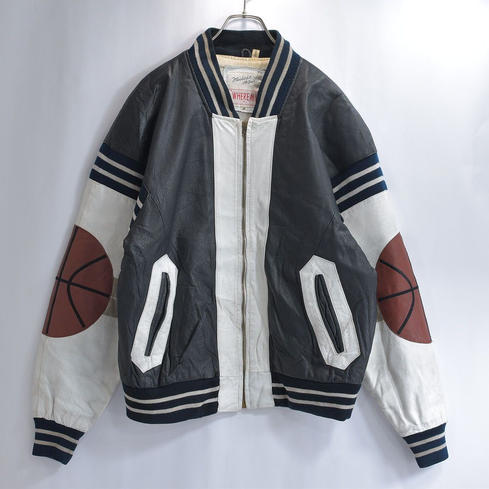 80〜90s WHERE MI 切替デザイン レザー ジャケット ブルゾン A03_0854_204099bb-65aa-442b-