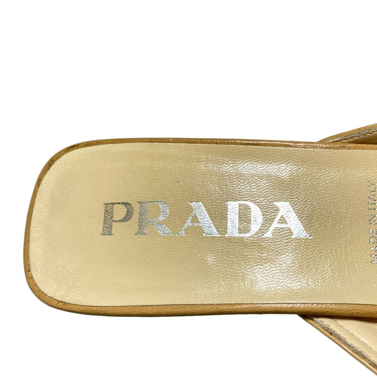 PRADA ブラウン 編み込みサンダル 34 プラダ　美品 PRADA ブラウン 編み込みサンダル 34 プラダ 美品