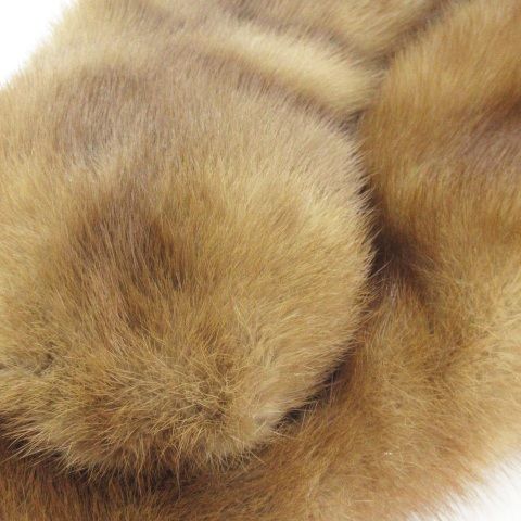 ショール ティペット マフラー ミンクファー 毛皮 クリップ 茶