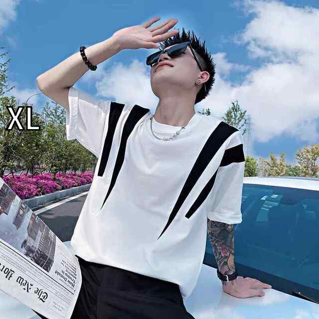 [XL]秋冬 コーデ メンズ  服 シンプル ファッション オシャレ 大人 かっこいい 大きいサイズ ストリート 紳士服 半袖 T シャツ 韓国スタイル トップス