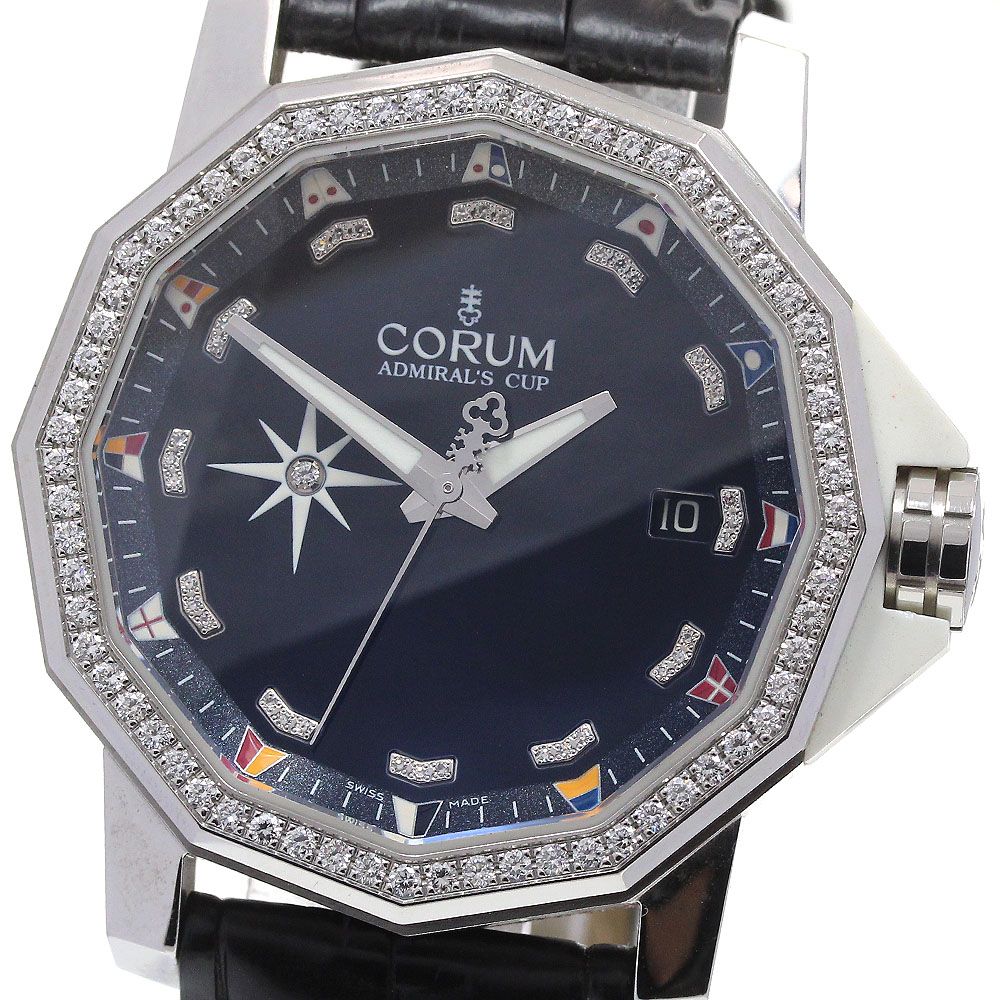 コルム CORUM 01.0025/082.961.47/F379 PN13 アドミラルズカップ コンペティション 40 ダイヤモンド 自動巻き メンズ美品箱付き_867496