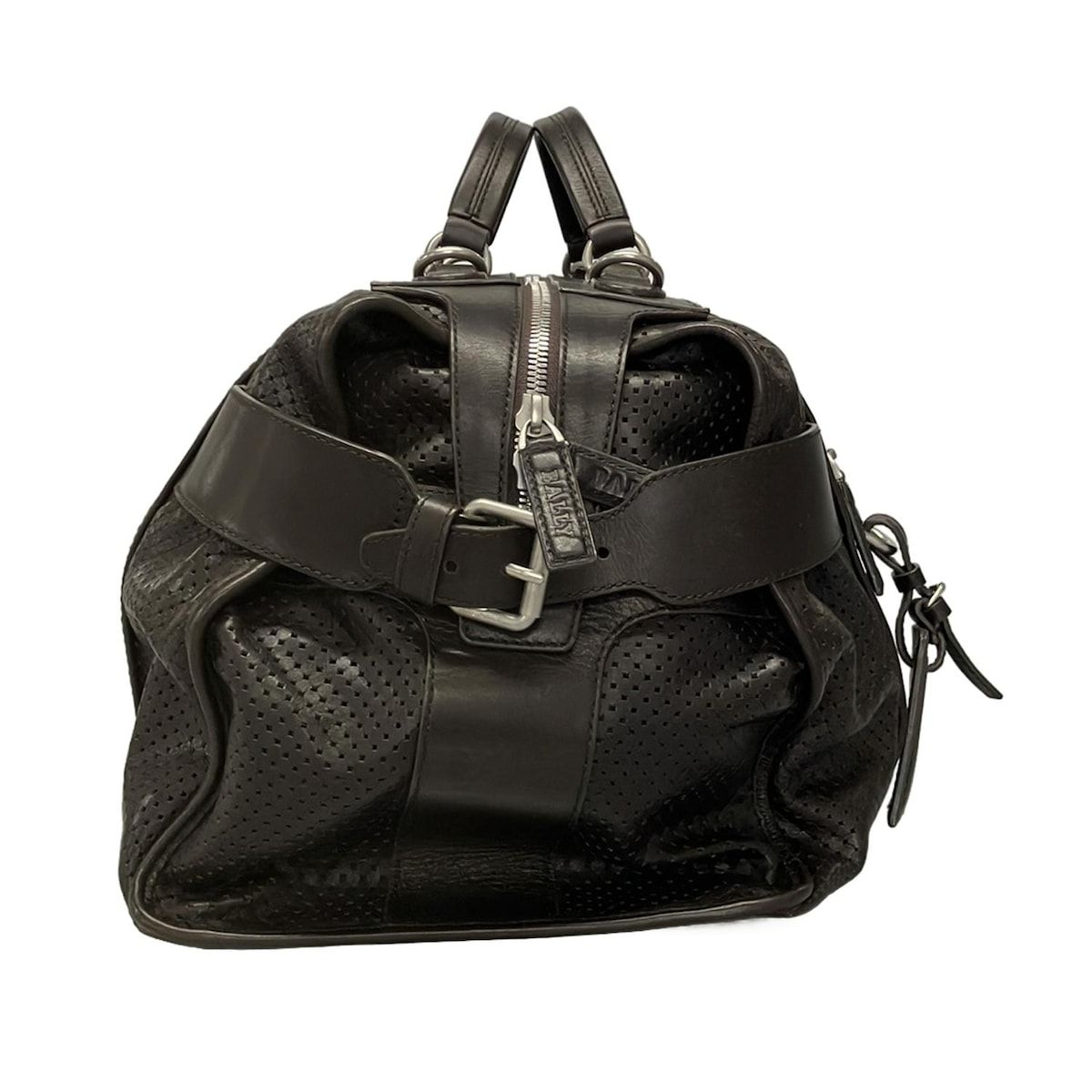 激安大特集。 BALLY バリー ボストンバッグ ハイポイント ダークブラウン パンチング 本体ロックなし レザー