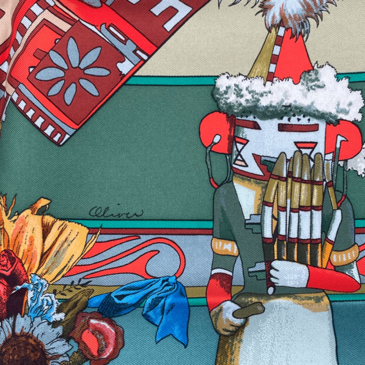 極美品 HERMES エルメス Kachinas カチナ ホピ族 シルク カレ90