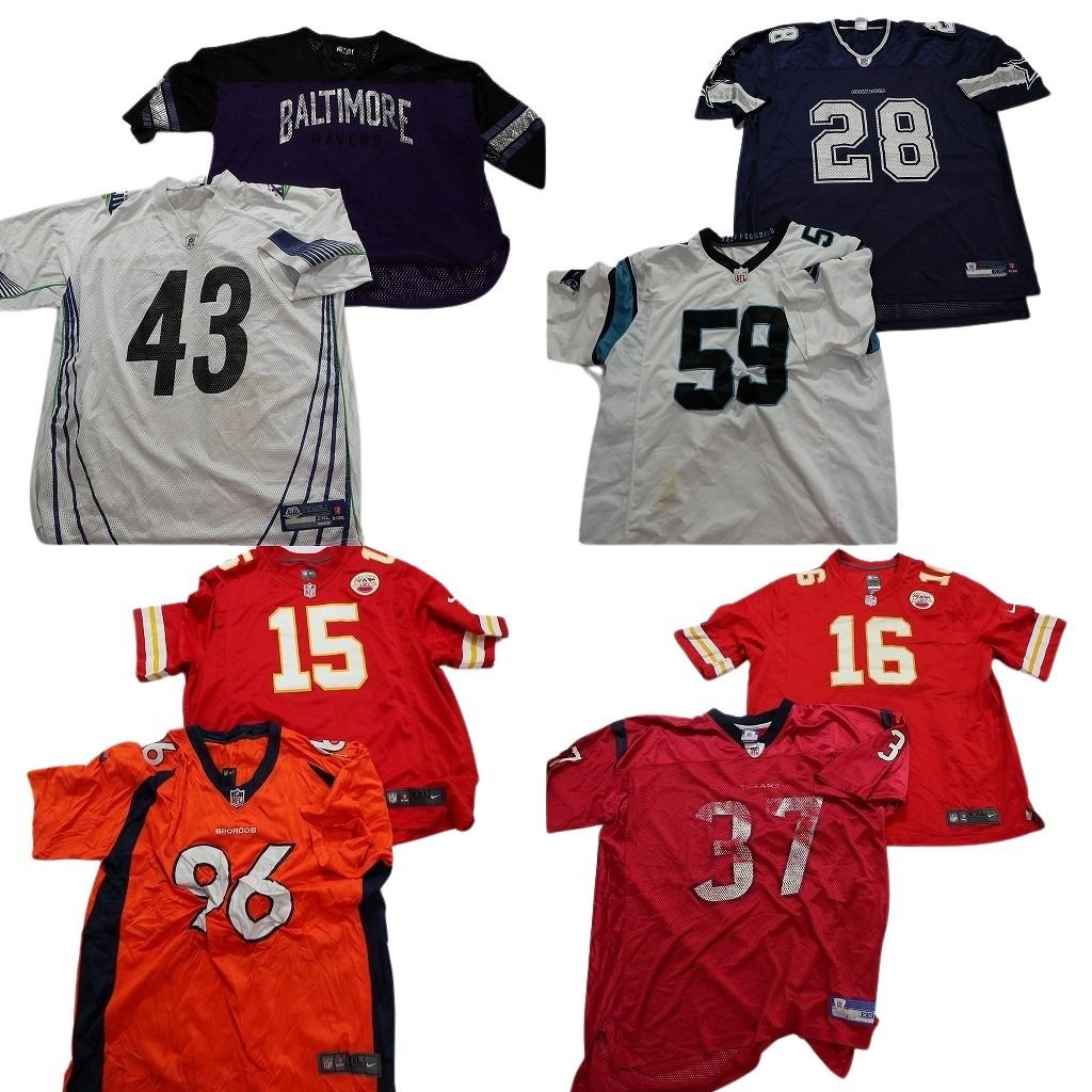 古着卸 NFL ゲームシャツ ユニフォーム 8枚セット メンズ 2XL ナイキ シーホークス ブロンコス 古着 NA6179