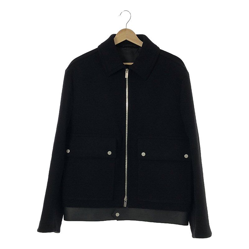 美品】 HERMES / エルメス | ウールメルトン レザー切替 ジップアップ 