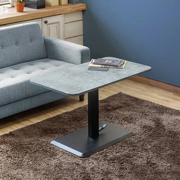 昇降式リビングテーブル　90×48 コンクリートグレー コンクリートグレー 昇降式リビングテーブル 90x48 リビングテーブル