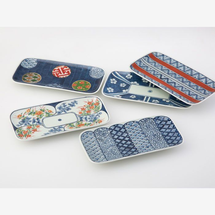 ☆食器/有田焼！赤濃木甲山水 兎図 和皿揃 5枚！『林 有田焼 林