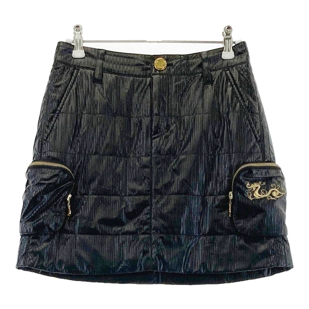 サイズ 2 DANCE WITH DRAGON ダンスウィズドラゴン 中綿スカート 総柄 ブラック系 240101479692 ゴルフウェア レディース ストスト