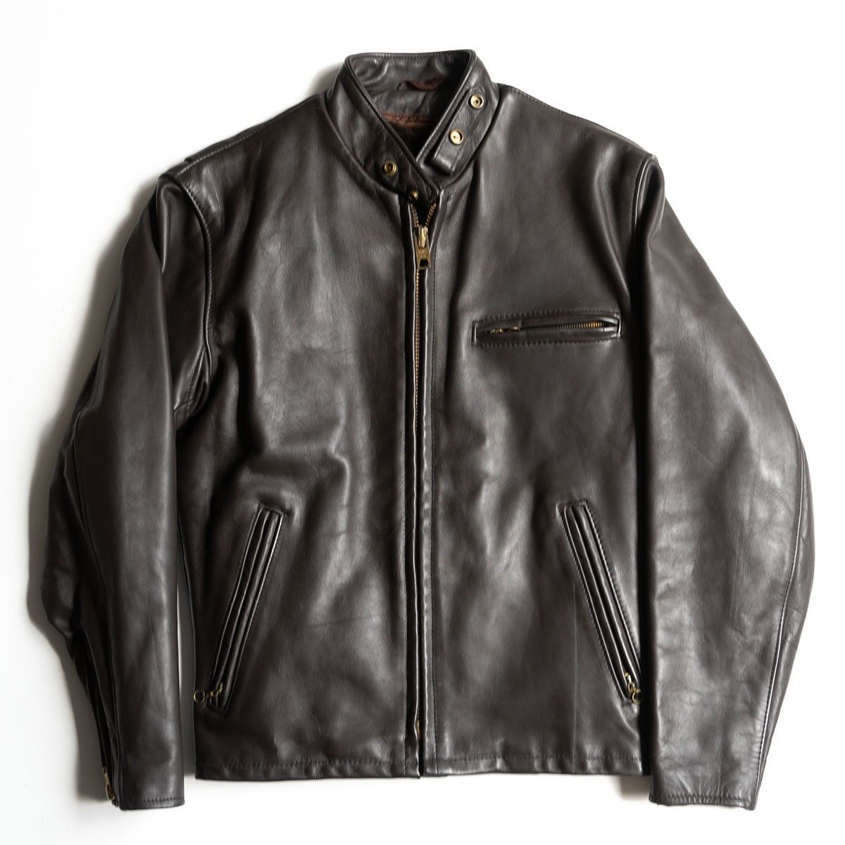 SCHOTT 641SP|シングルライダースジャケット 38 ダークブラウン ボアライナー付き レザー アメリカ製 ショット 25100173