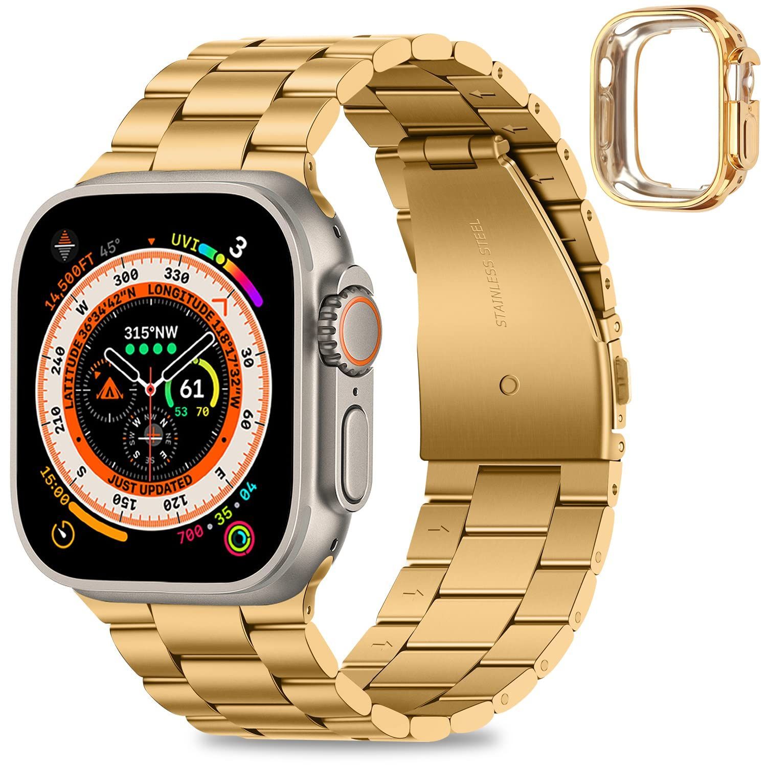 【在庫セール】Watch Ultra Ultra Watch Apple 2 Apple ビジネスウーマンメンズバンド ステンレスメタル腕時計バンド Ultra 保護ケース付き アップルウォッチバンド 49mm に対応 バンド コンパチブル Band 