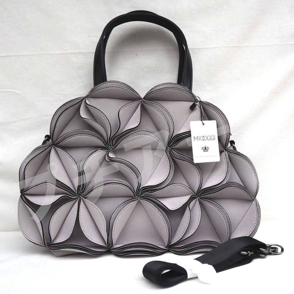 ネオプレン3Dフラワー 2WAY ミニ ボストンバッグ 軽量 JE-343A-LG ライトグレー