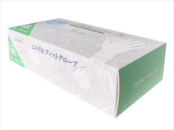 まとめ買い-10点セット ゆうゆうグローブニトリルフィットグローブホワイトＬ 使い捨て手袋