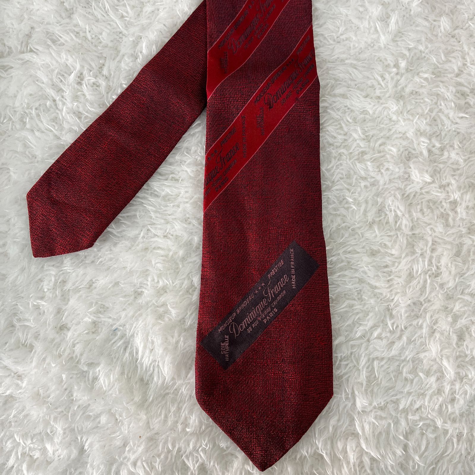 Dominique France ネクタイ レッド ブラック ストライプ系 訳アリ》DOMINIQUE FRANCE (ドミニクフランス) ネクタイ ストライプ