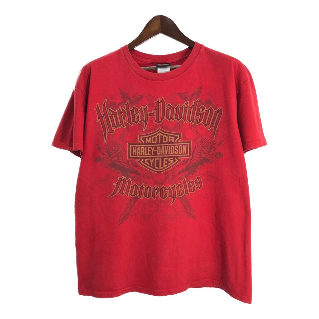 HARLEY DAVIDSON ハーレーダビッドソン モーターサイクル Ｔシャツ レッド メンズ XL 古着 U1853