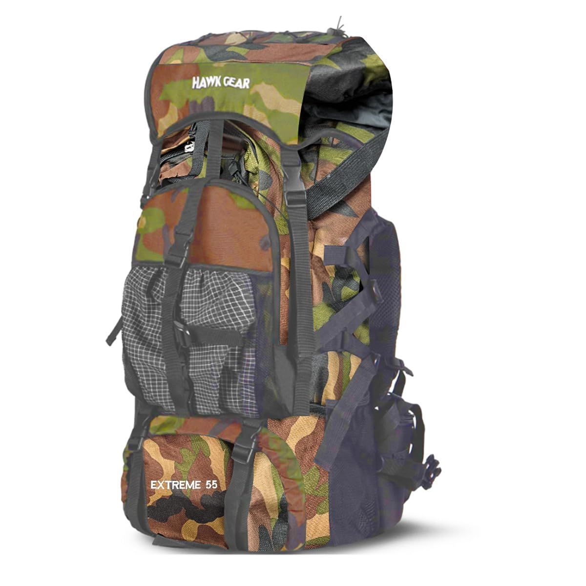 Color:カモフラージュ [ワールドスポーツオンライン] [HAWK GEAR(ホークギア)] バックパック 55L 防水 大容量 レインカバー ザック 長期旅行 防災 災害 (迷彩)