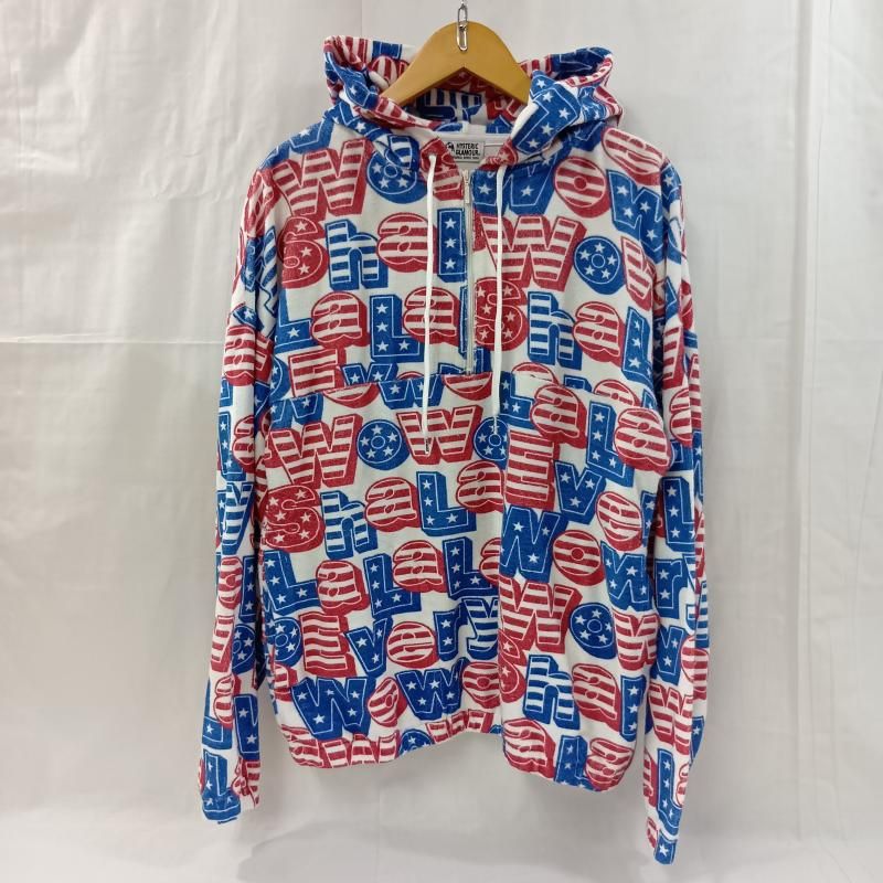 HYSTERIC GLAMOUR ヒステリックグラマー パーカー 長袖 HYSTERIC GLAMOUR ヒステリックグラマー 総柄 SHA-LA-LA柄 パイル地 ハーフZIP プルオーバー 01193CF07