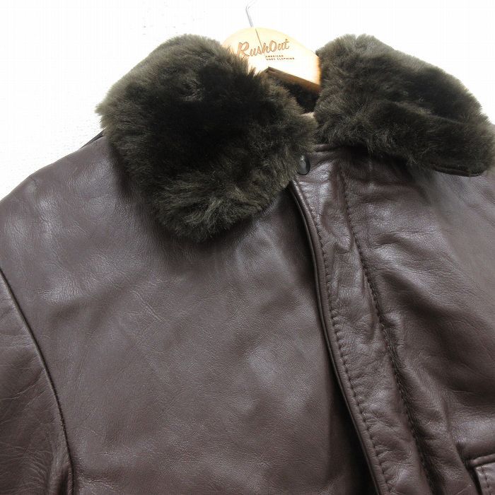 M/古着 長袖 レザー ジャケット メンズ 80s タロン こげ茶 ブラウン  