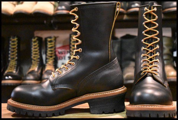 【8.5D 美品 17年】レッドウィング 9210 ロガー 黒 ブラック クローンダイク 茶芯 スチールトゥ ロング 編み上げ ブーツ redwing HOPESMORE【EL674】