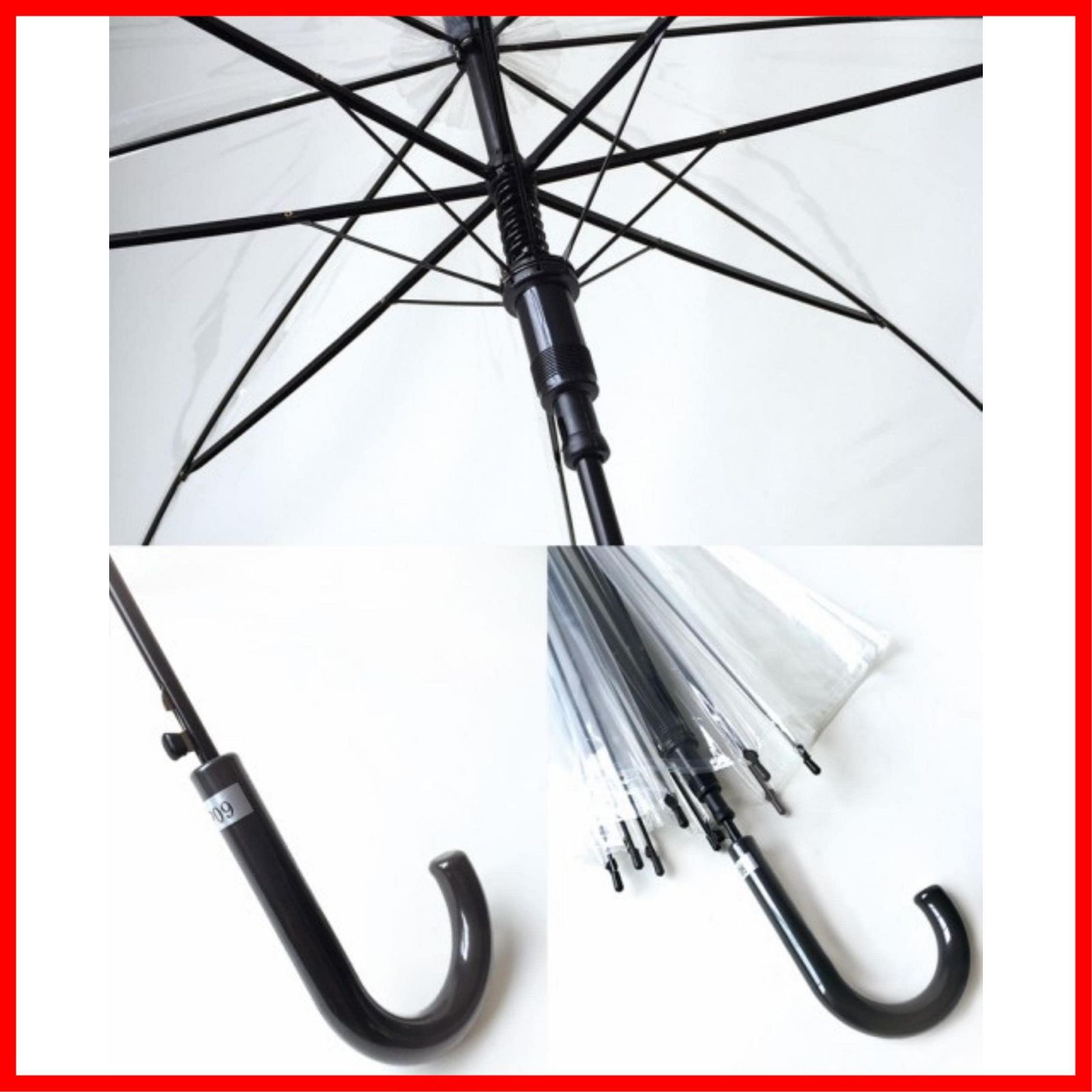 耐風 折れにくい 70 cm メンズ 親骨構造 大きい ジャンプ傘 開閉 黒 ワンタッチ 透明傘 グラスファイバー ビニール傘 ベーシック