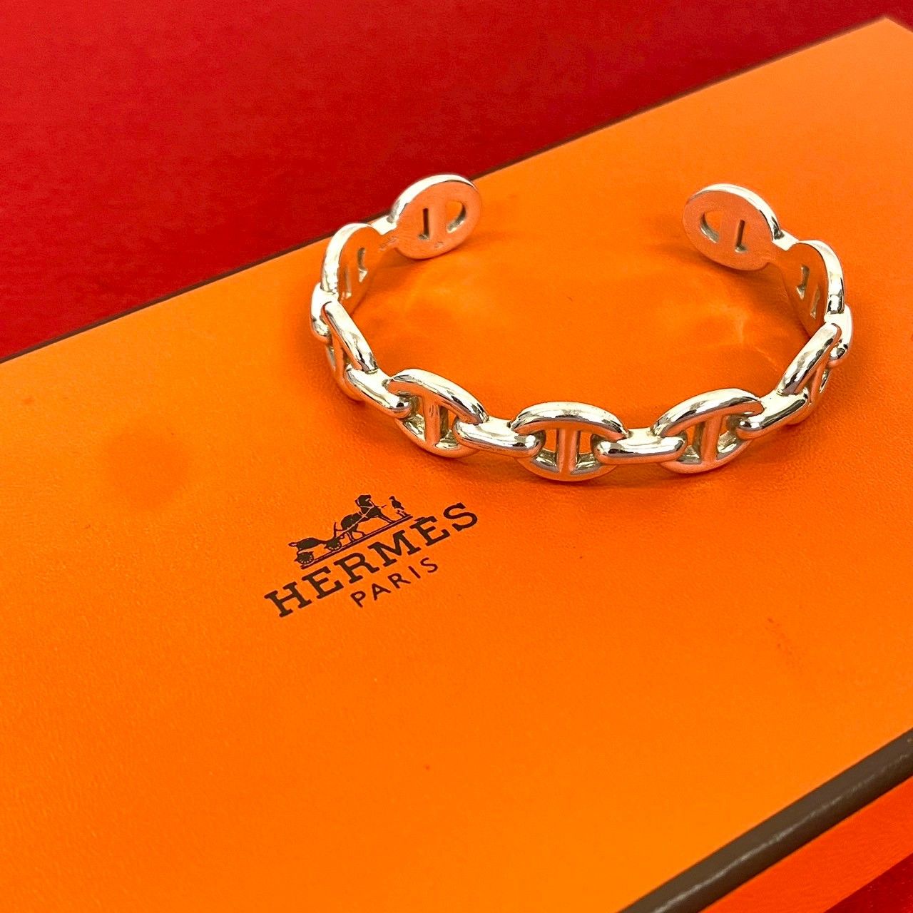 HERMES シェーヌダンクル　シルバーバングル エルメス Hermes HERMES バングル シェーヌダンクル アンシェネ