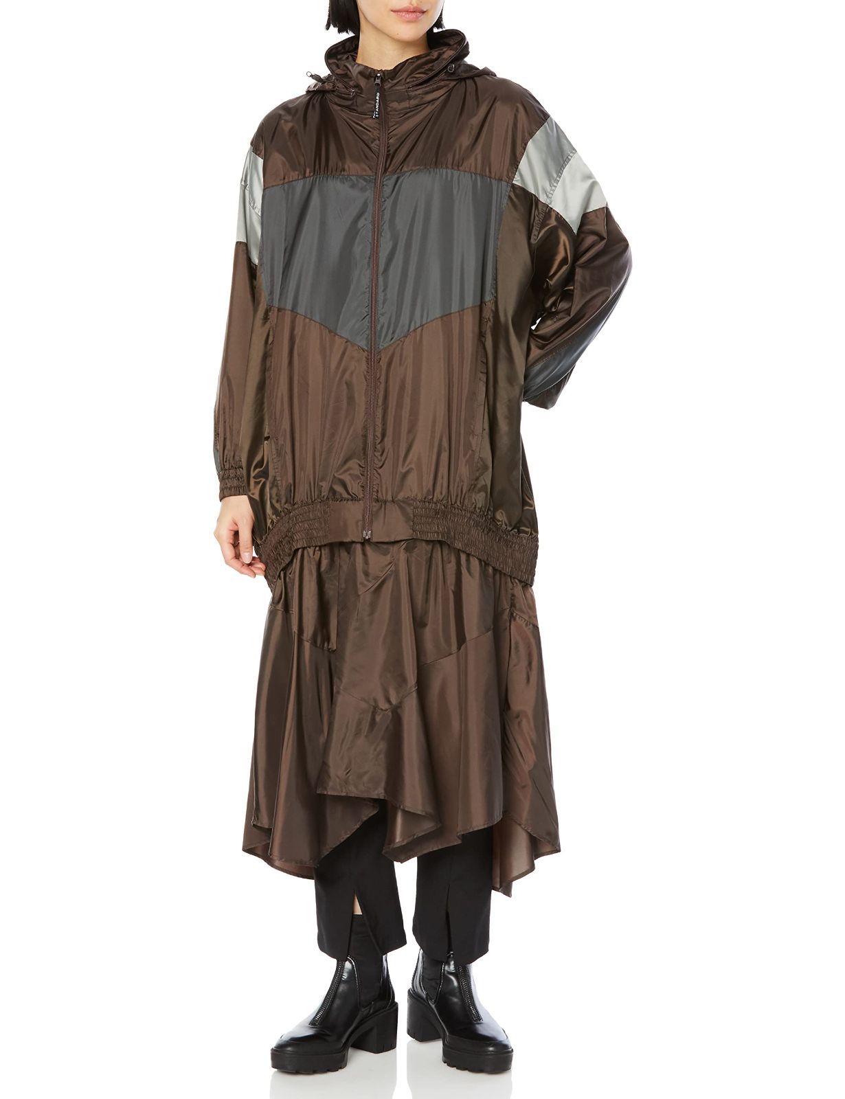 Size 36_Color ブラウン系 ダブルスタンダードクロージング タフタパーカーワンピ 0201-280-223 レディース ブラウン系 36