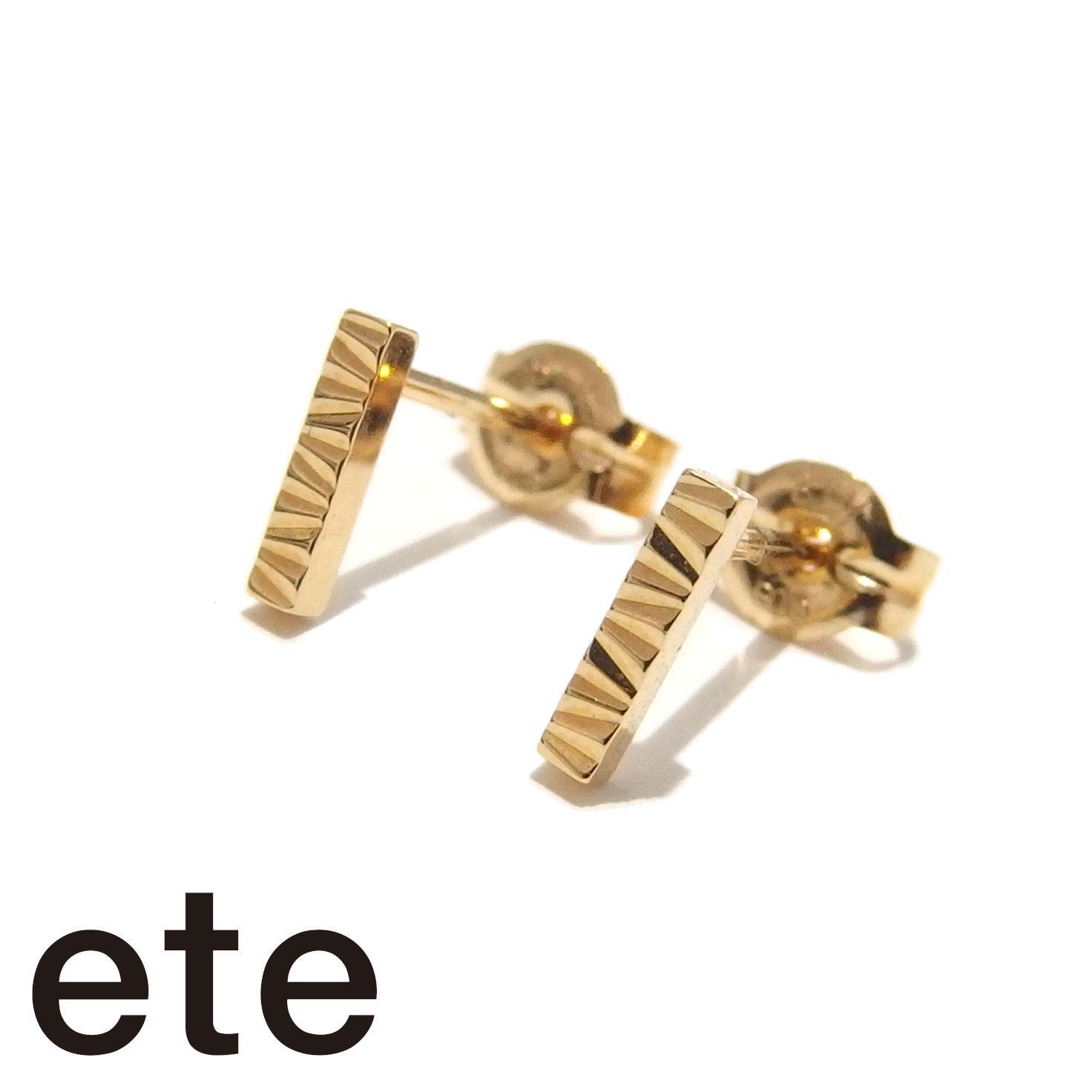 美品☆ete K18YG クレール トライアングルカット ピアス 270813