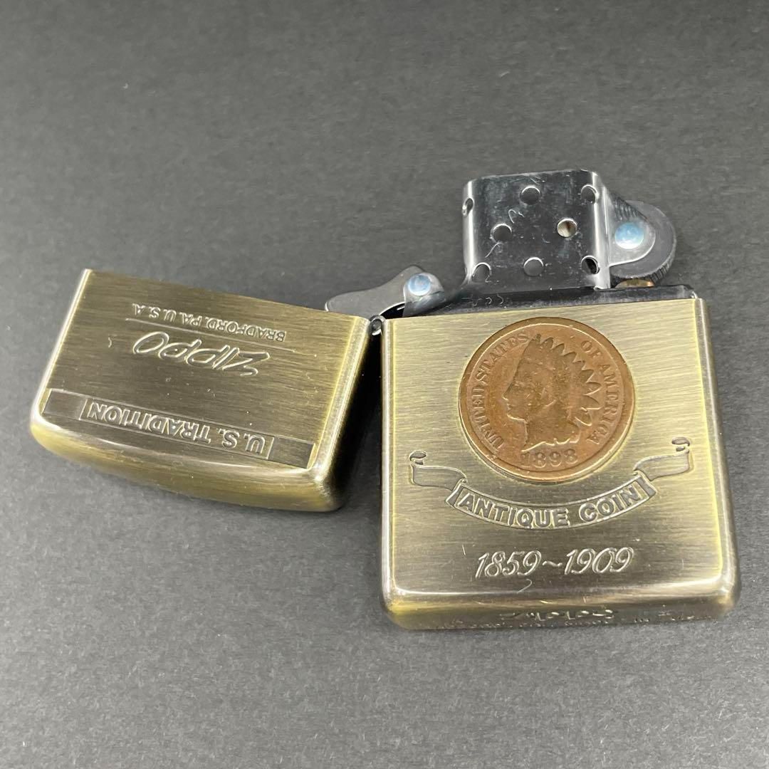 インドアンティーク印象Ｉ ZIPPO オールドコイン1859～1909 アメリカインディアンヘッド